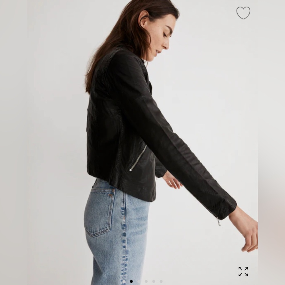 NWT Madewell Black Leather Jacket size Medium Brass Hardware Edition - Picture 10 of 13